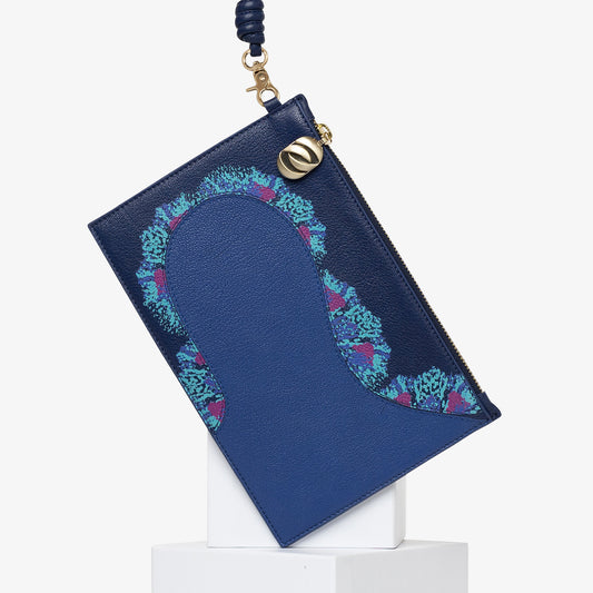 Orchids are Blue Leather Pouch